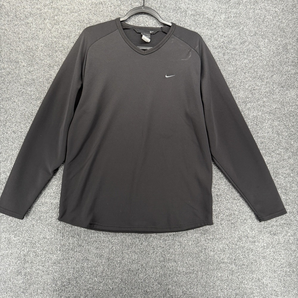 Vintage Nike Pullover Mens M Sphere Dry Black V-Neck Long Sleeve Performance
